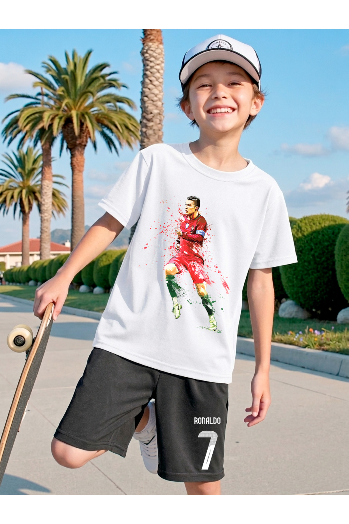 RONALDO PRINTED BOYS SHORTS SET