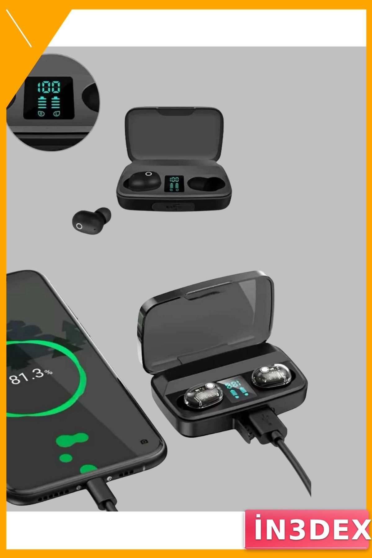 Bluetooth Kulaklık 10m Çekim Mesafesi Hafif Tasarım Şarj Kutusu Seti
