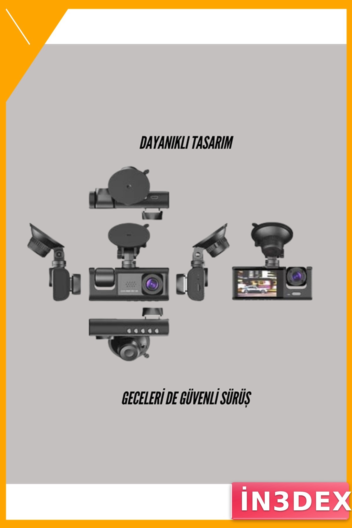 3 Kanallı Araç Kamerası 2.0 İnç Ekran Full HD 1080P Gece Görüşlü