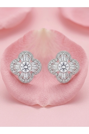 ZERA STEEL JEWELRY Çiçeksi Zirkon Taşlı Küpe