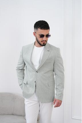 Dupont Erkek Keten Blazer Ceket Slim Fit Yazlık Nefes Alabilir