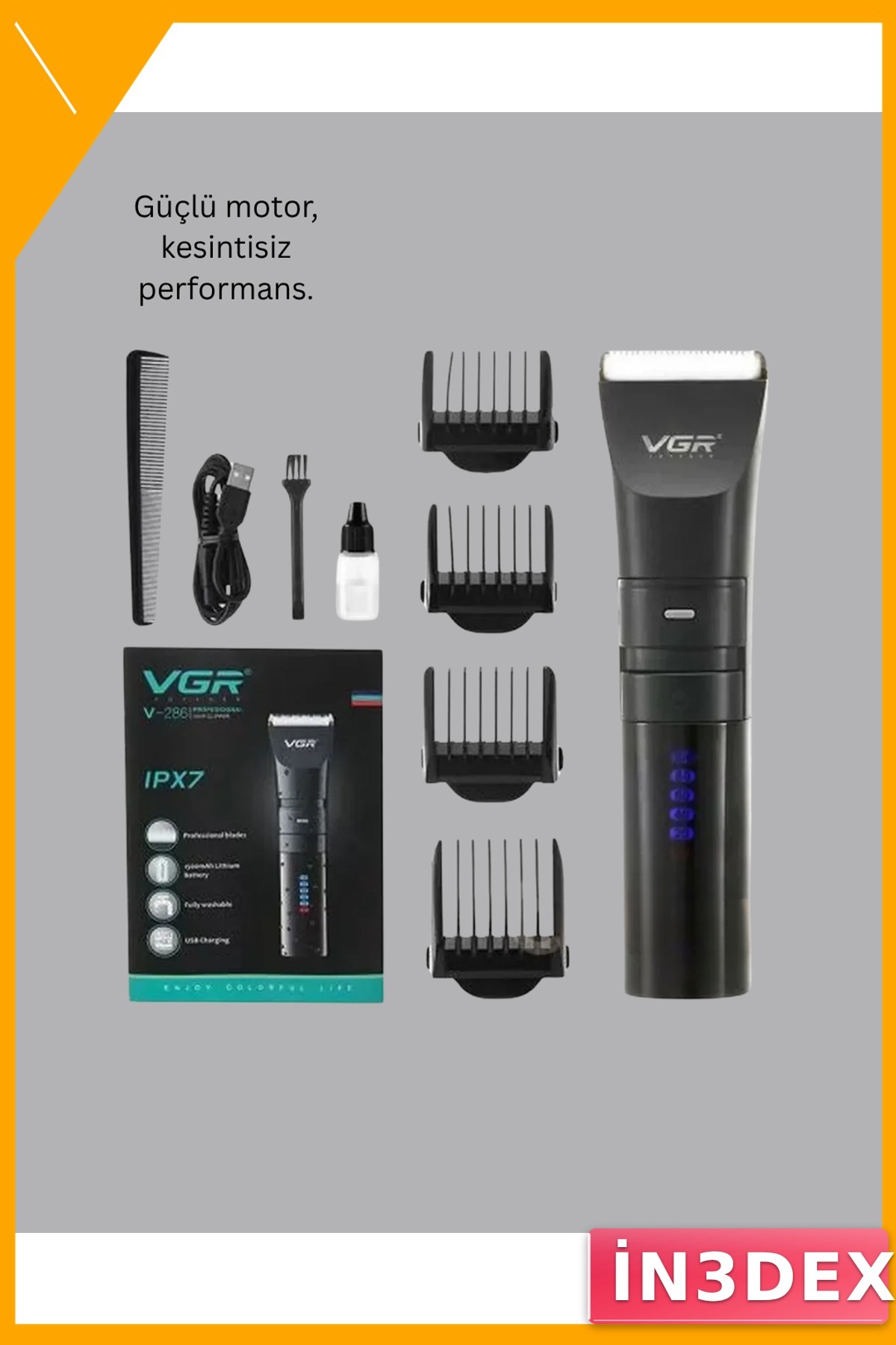 Profesyonel Şarjlı Tıraş Makinesi 4-18mm Tarak Dijital Ekran