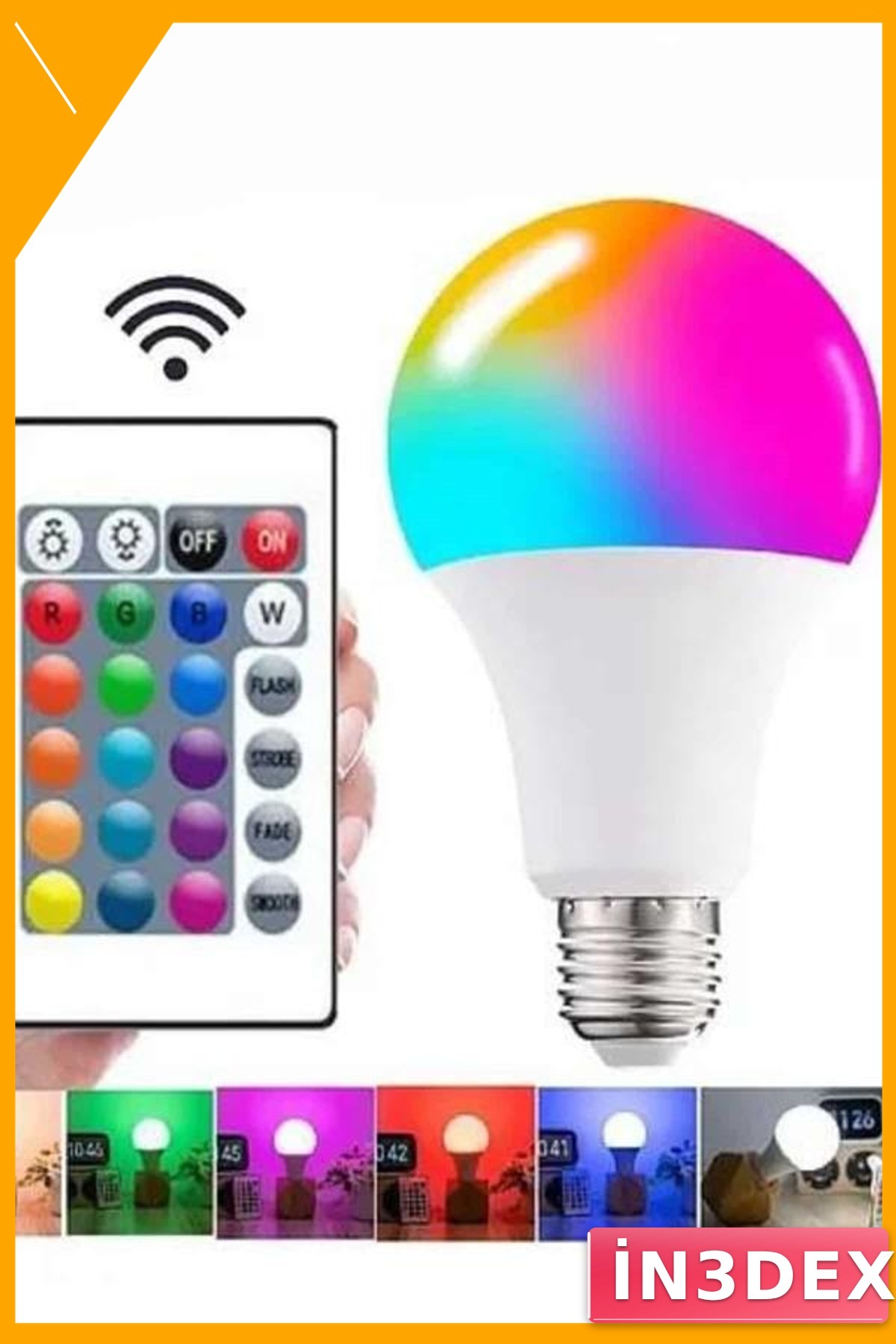 RGB LED Ampul E27 10W 2000 Lümen Ayarlanabilir Parlaklık Renk Değiştiren