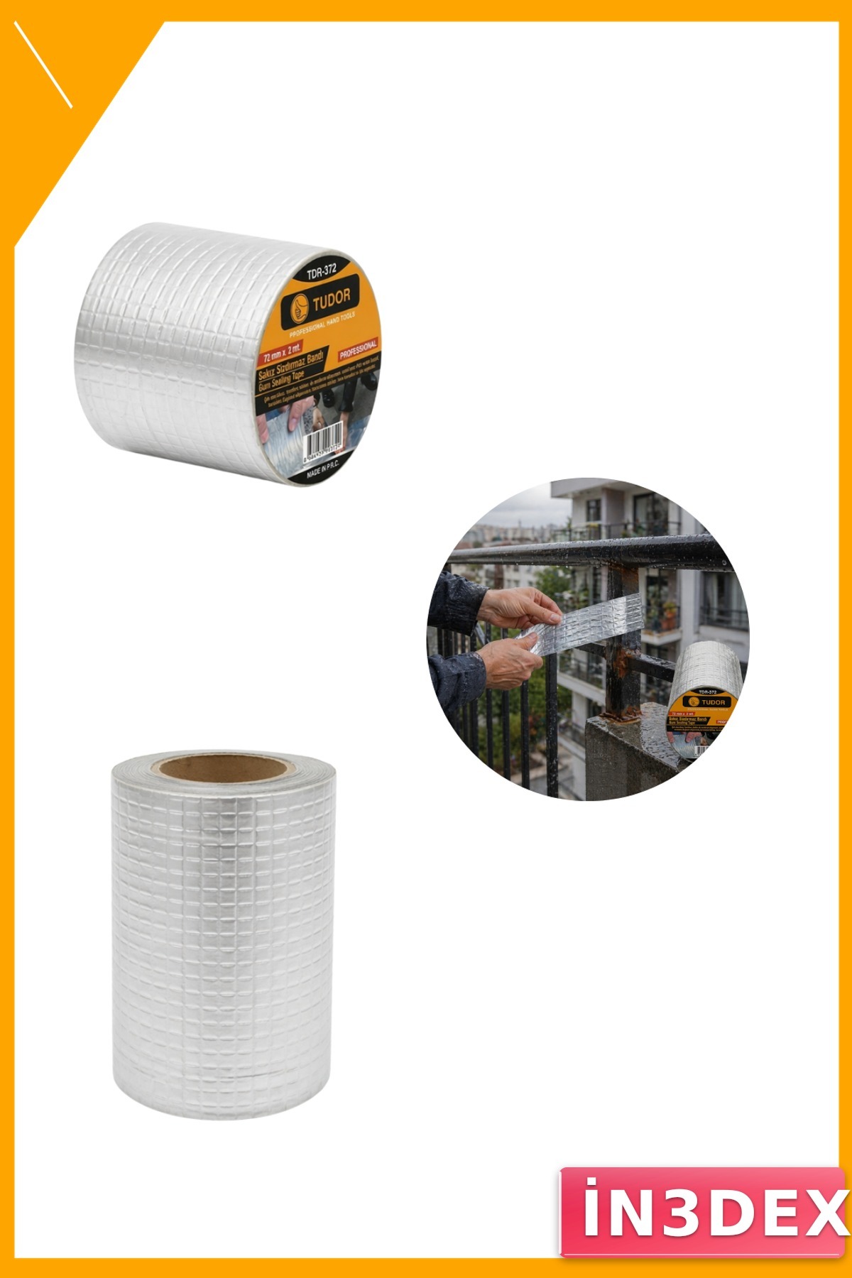 Alüminyum Yüzeyli Sızdırmaz Çatı Boru Onarım Bandı 3'lü Set 72mm x 2m