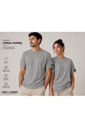 hope corner Unisex Basic Tişört %100 Pamuk Likralı Rahat Kalıp Beyaz