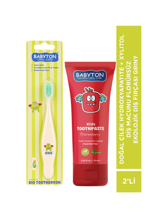 BABYTON Doğal Çilek Hydroxyapatite + Xylitol Diş Macunu Florürsüz - Ekolojik ...