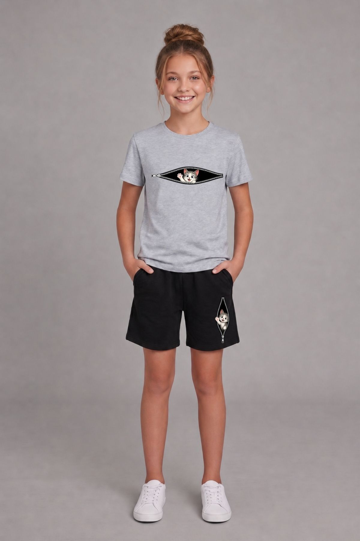 BuseKids Girls Multicolor Printed T-Shirt & Shorts Bottom-Top Set