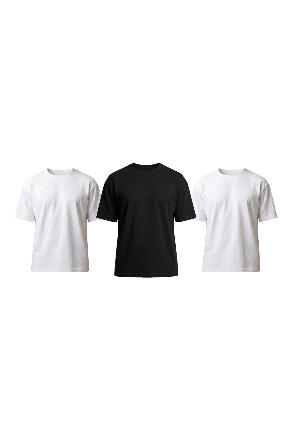 3-Pack Premium 100% Lycra Organic Cotton Basic Slimfit Men's Black-White T-Shirt