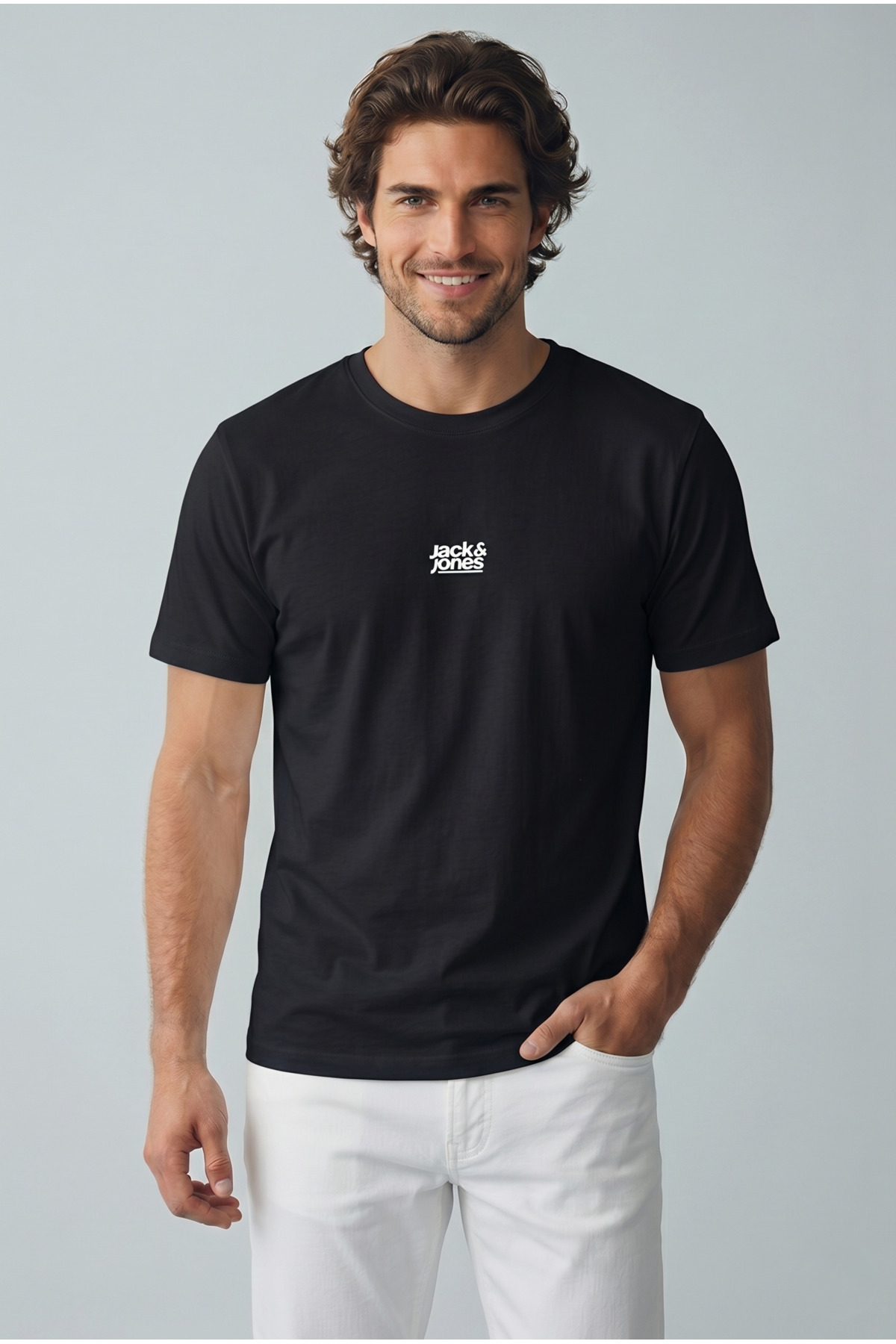 تی‌شرت مردانه یقه گرد طرح لوگو مینیمال J&J با چاپ روی سینه جک اند جونز تی شرت Jack & Jones