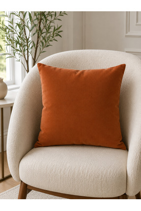 ZEGPAR Kiremit Turuncu Yumuşak Dokulu 43 x 43 cm Gizli Fermuarlı Kırlent kılıfı