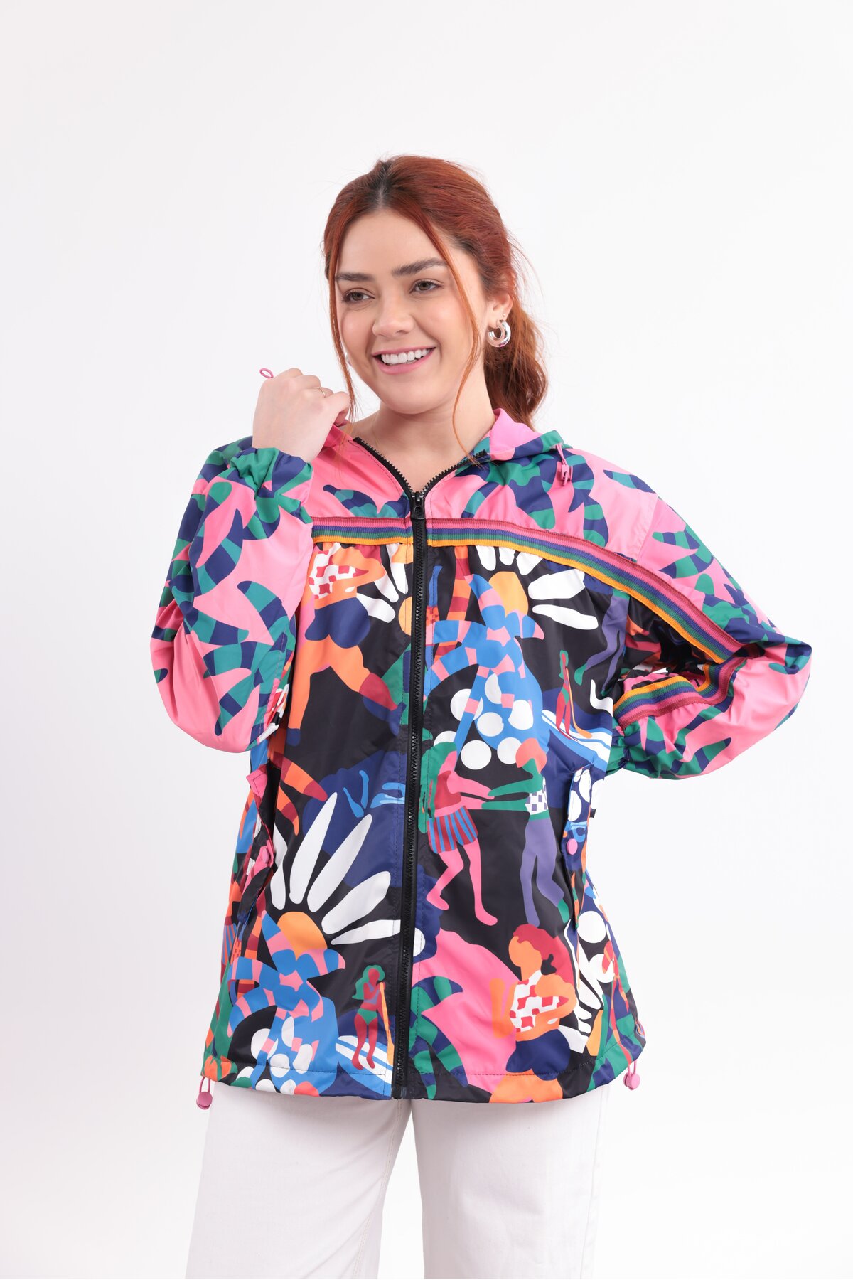 Yeys Shop Renkli Baskılı Kapüşonlu Yağmurluk