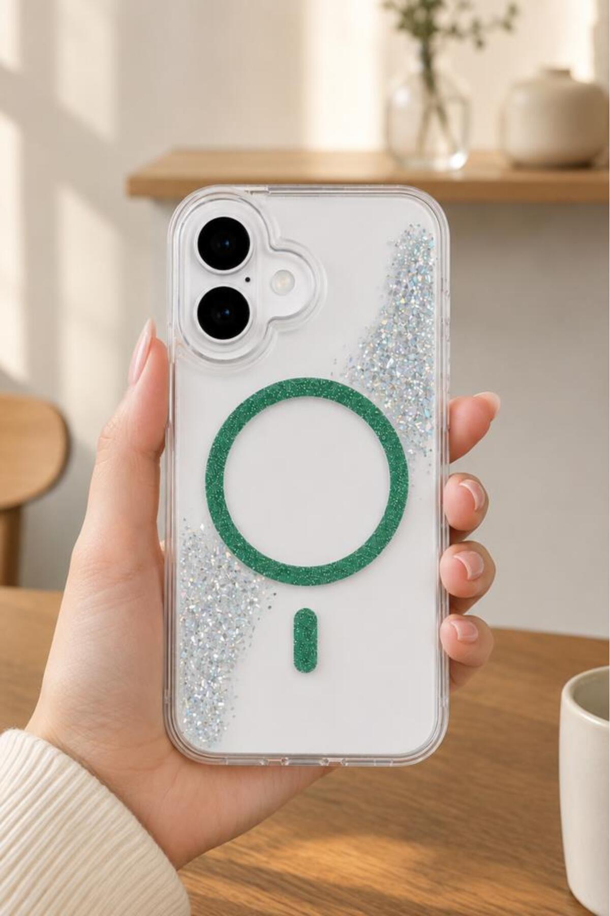 luxury Hard Silicone Case with Glitter Crystal Glitter Wireless Wireless Charging Support for iPhone 17 Compatible