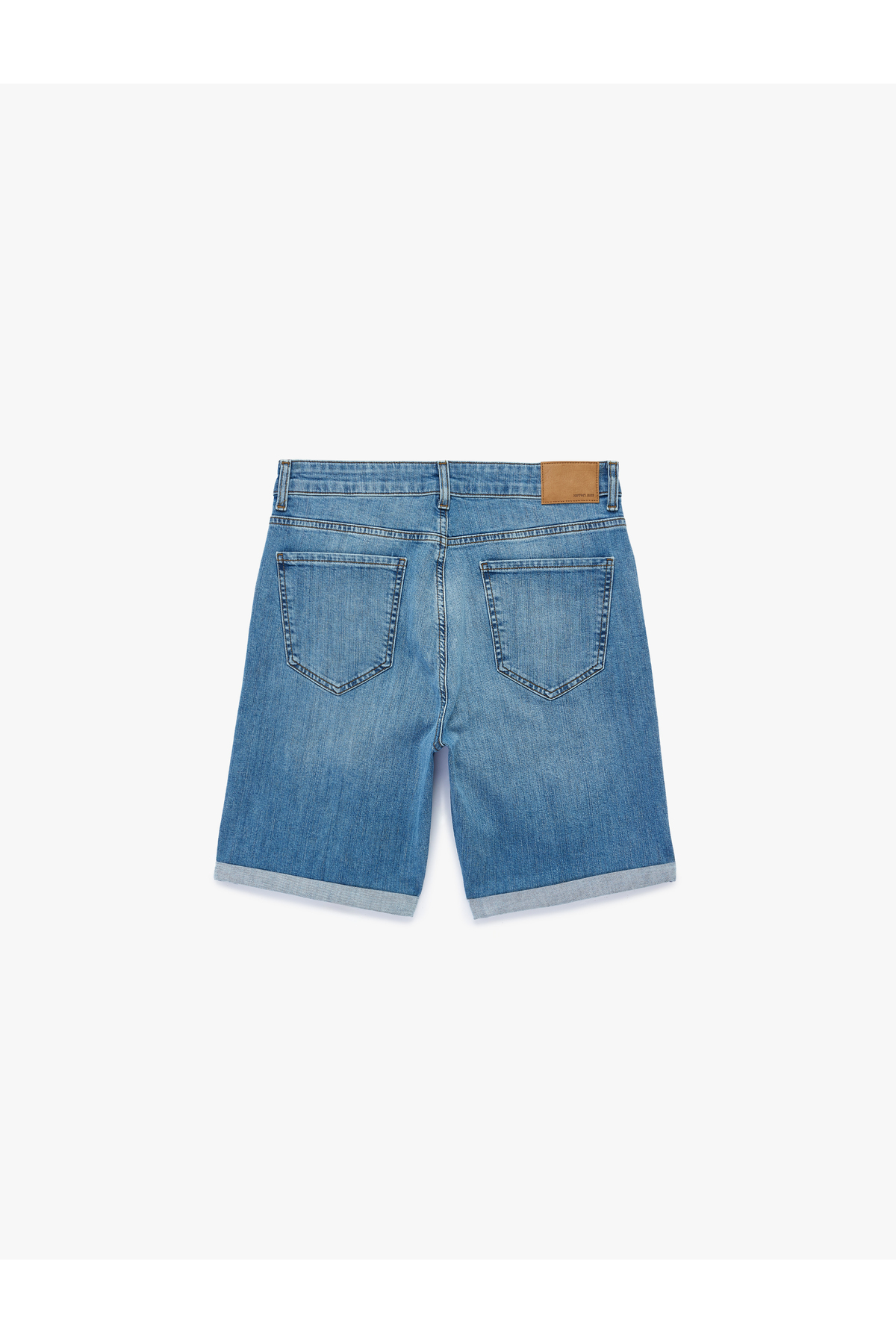 Koton Normal Bel Pamuklu Bermuda Slim Fit Jean Şort görsel 6