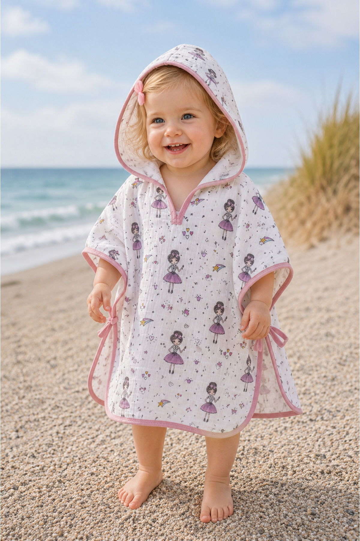 100% Cotton Muslin Pareo Towel - Baby Girl & Kids Beach & Bath Towel Bathrobe Poncho Gift (2 Years)