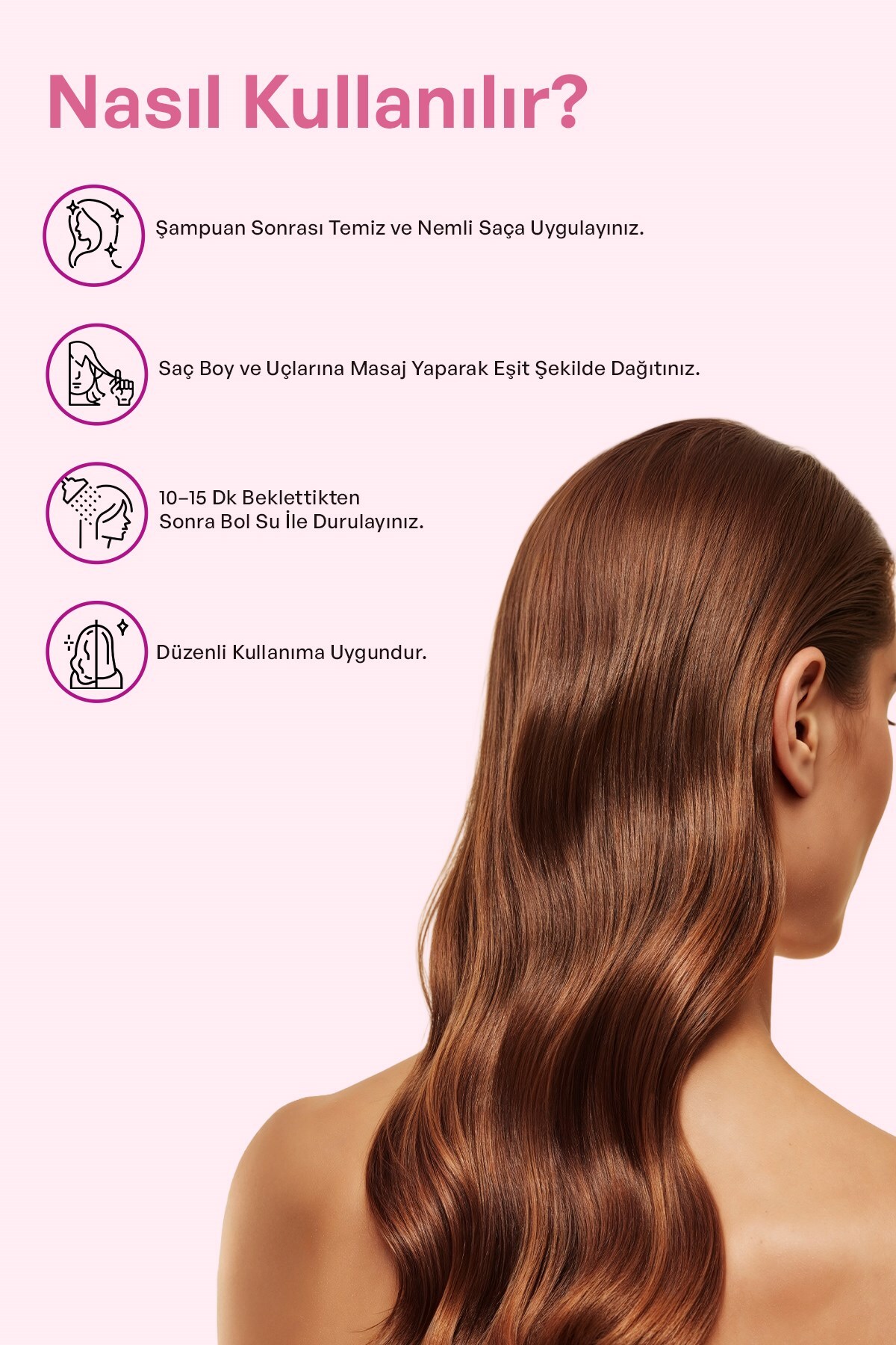 %100 Doğal Gül Suyu Yoğun Nemlendirici Saç Maskesi 25 ml x 10 Adet — 8697916027164 — تصویر 5 از 6
