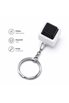 urfatakıtasarım Basmalı Clicker Stres Giderici Anahtarlık Siyah Beyaz 3D Tasarım