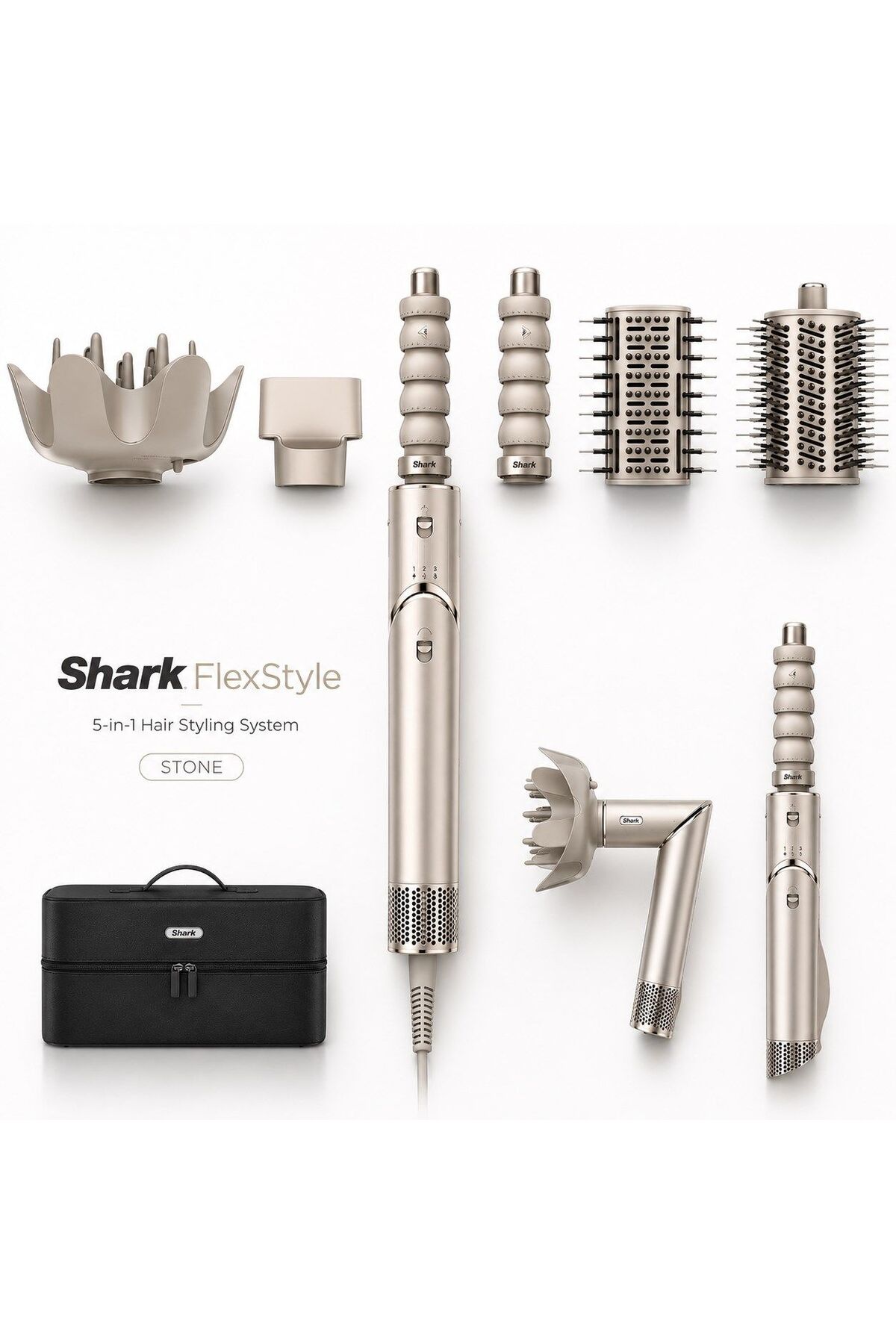 ＳＨＡＲＫ　Ｆr e e s t y l eディスプレーセット Shark FlexStyle 5-in-1 Stone Premium Saç Kurutma ve Şekillendirme