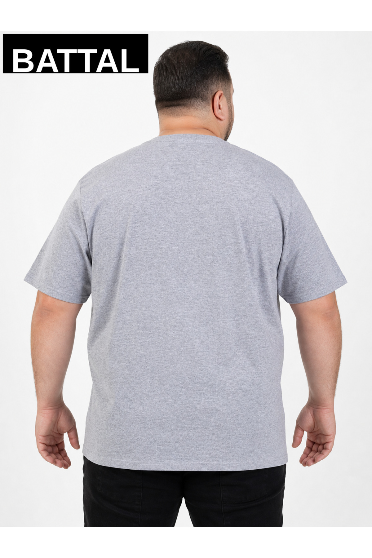 brz braazi Grimelanj Çağla Erkek Büyük Beden Pamuklu Likralı Bisiklet Yaka T-Shirt görsel 3