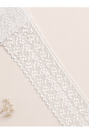 Ak Tuhafiye 11 Cm Çiçek Desenli Beyaz Güpür Dantel Şerit-Dekoratif Süsleme- 1...