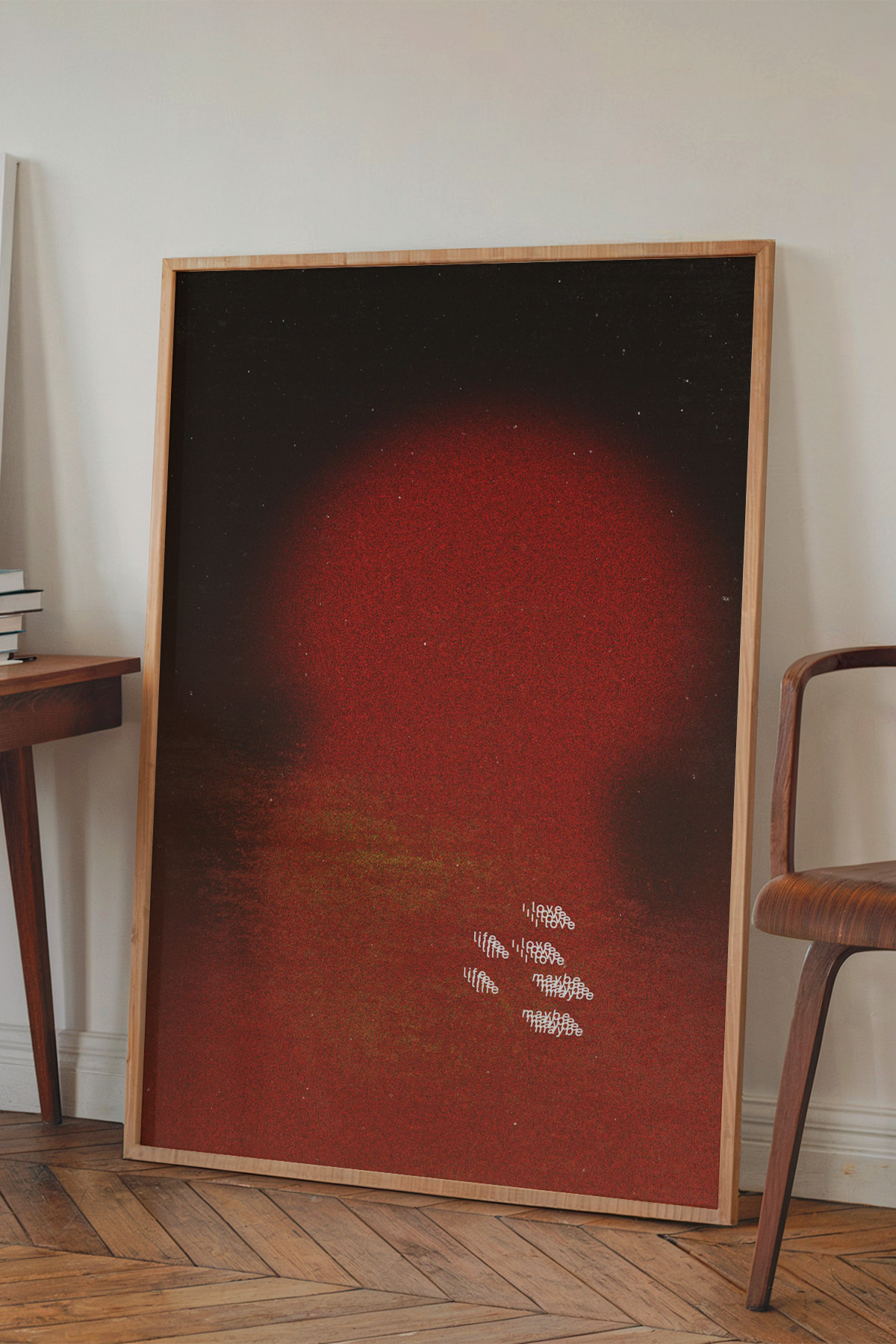 Soyut Kırmızı Poster Modern Minimal Duvar Tablosu Çerçevesiz