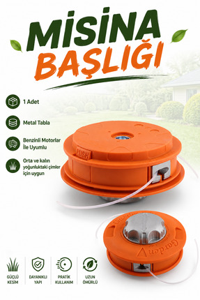 Badem10 Motorlu Tırpan Uyumlu Metal Misina Başlığı Plastik Otomatik Tırpan Ka...