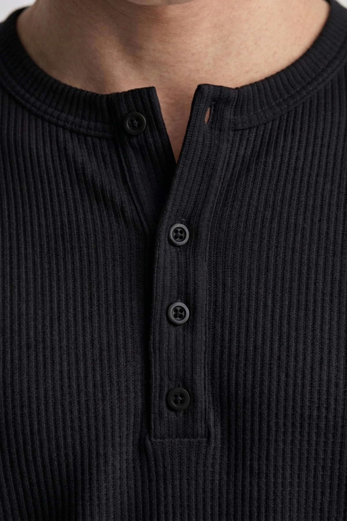 ATE STUDIOS Henley Yaka Dar Kesim Kısa Kol Erkek Loose Fit Tişört görsel 7