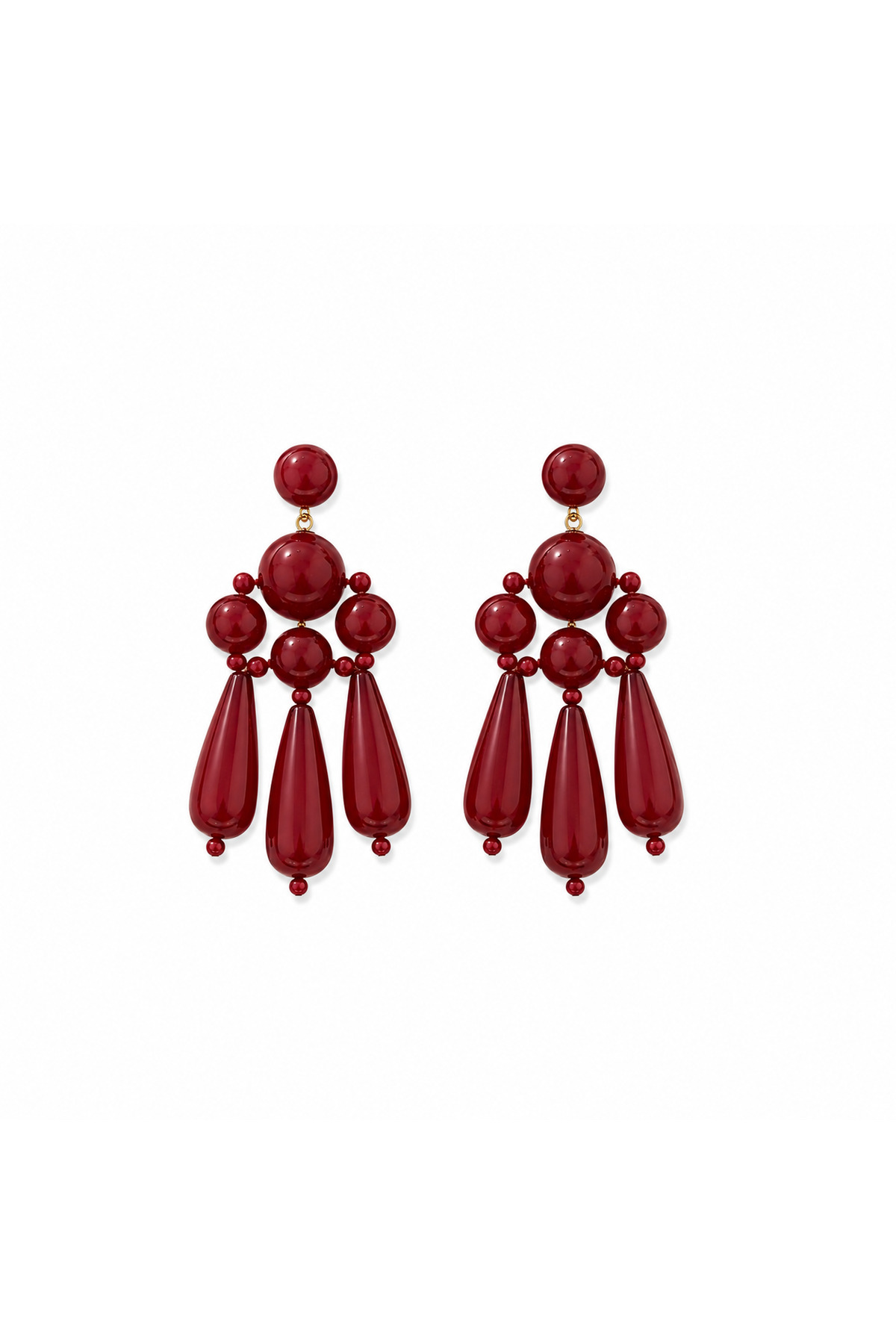 Bordo Statement Küpe – Vintage Görünümlü Büyük Form Kadın Küpe
