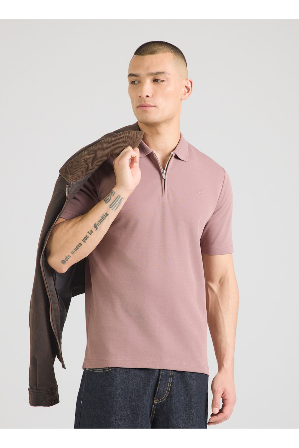 تی‌شرت پولو مردانه صورتی سایز معمولی کد ۱۲۲۹۲۹۹۲ JPRBLAETHAN SS ZIP POLO SN جک اند جونز پولوشرت Jack & Jones