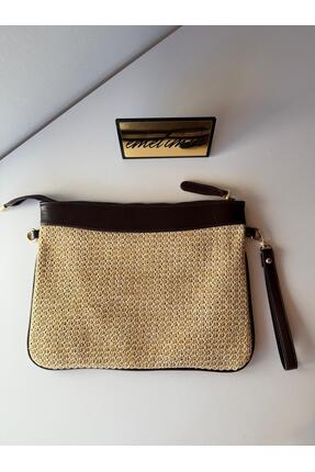 emelimin Hasır Detaylı Askılı Clutch Kadın Portföy El Ve Omuz Çantası