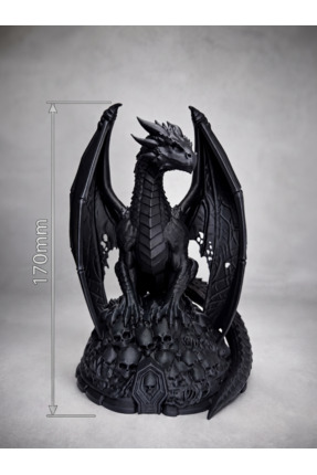 mekatris3d Mekatris Necro Ejderha Kafatası Tahtı Figürü - 17 cm Gotik Ejderha...