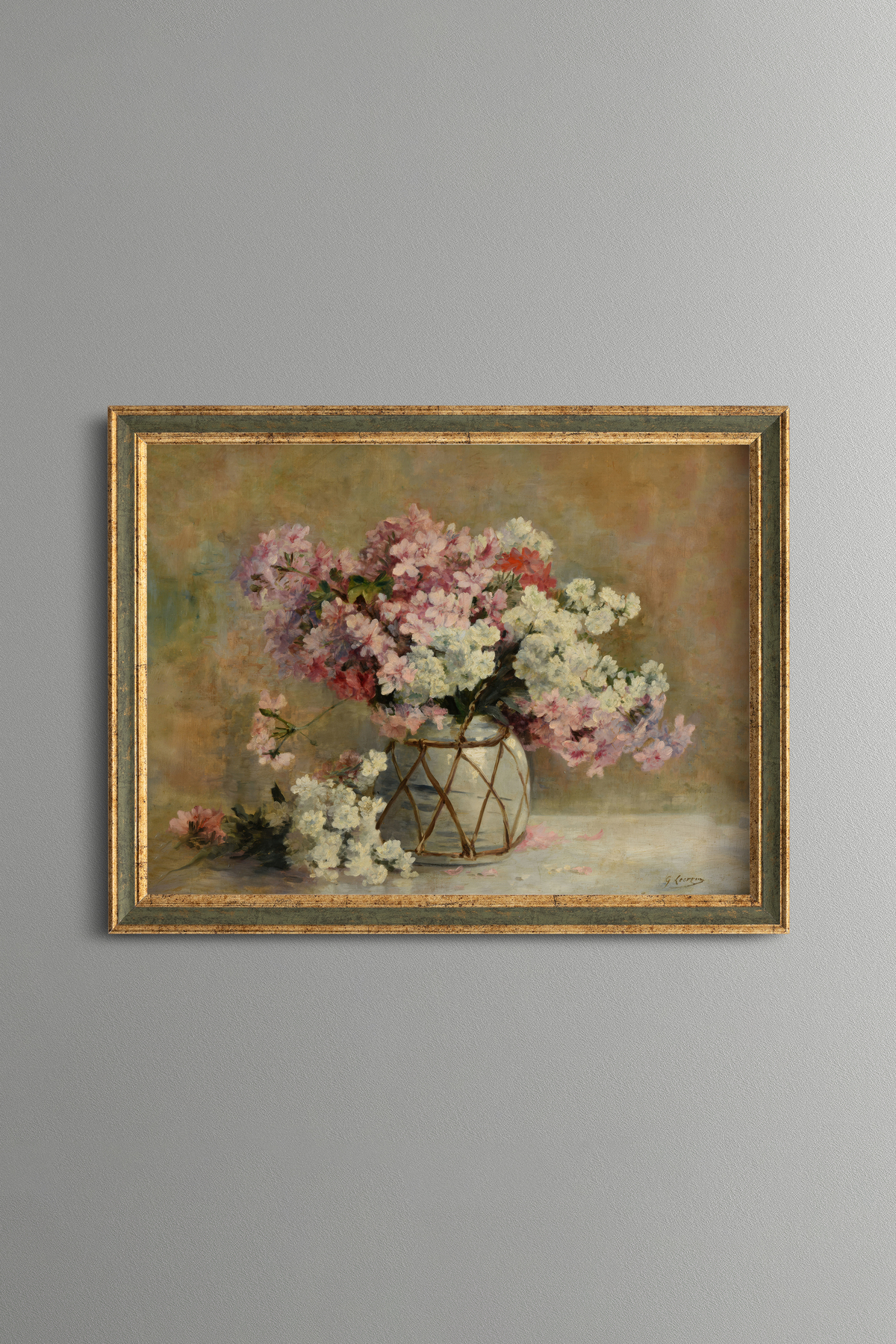 Pastel Flower Bouquet - Vintage Patterned Frame - Slim Model