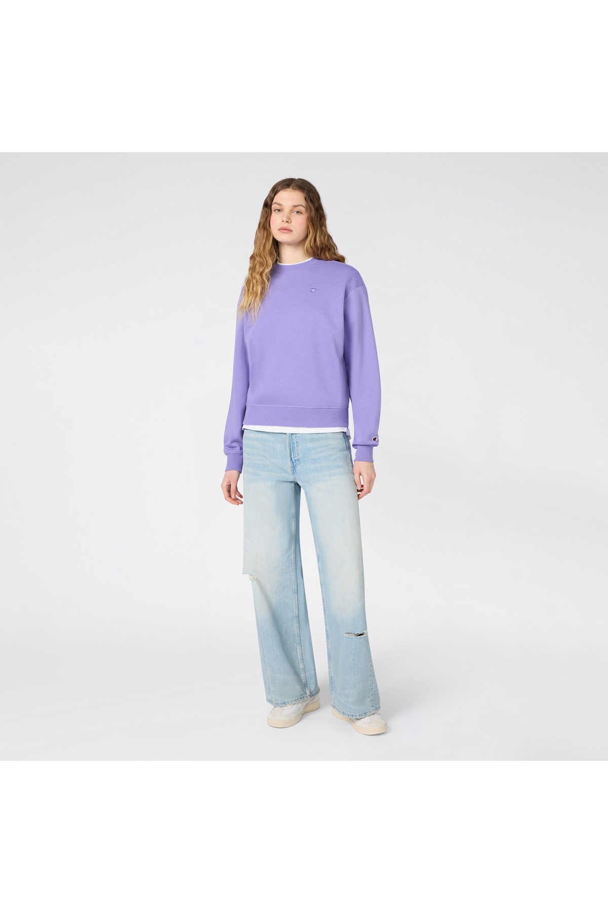 Champion Crewneck Regular Fit Kadın Mor Sweatshirt görsel 2