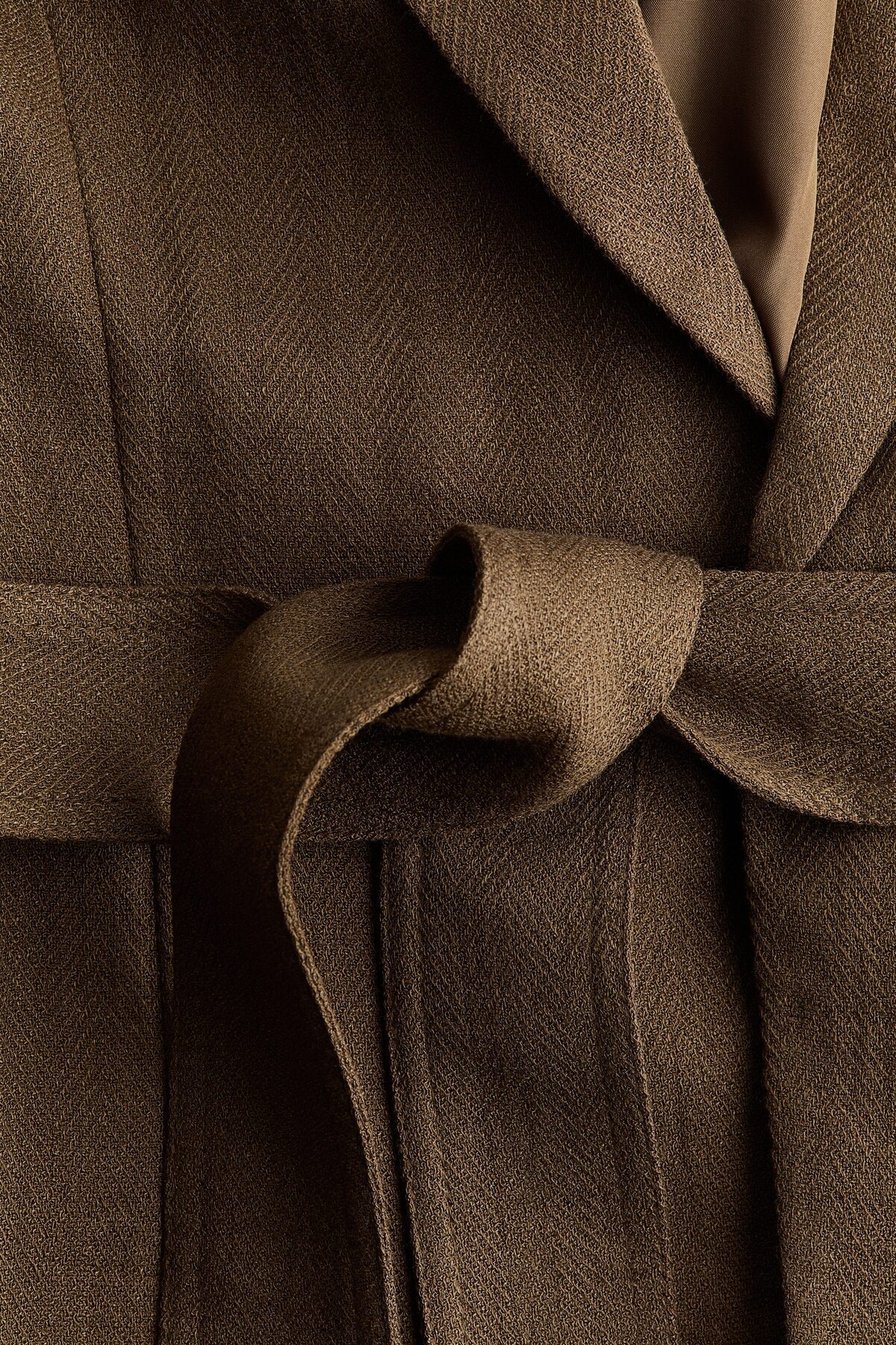 H&M  Kuşaklı Tekstüre Dokuma Blazer - Görsel 6
