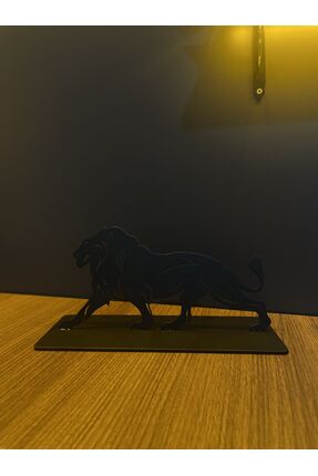 roxenwallart Modern Metal Aslan Figürü Dekoratif Masa Üstü – 25x12 cm Siyah S...
