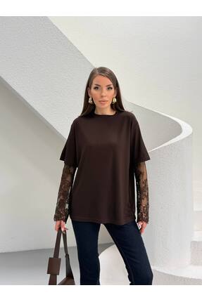 nes collection Dantel Kol Detaylı T-Shirt