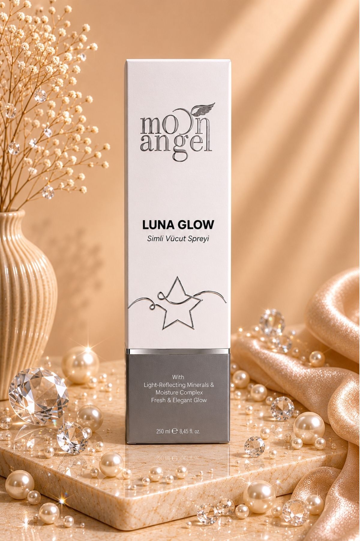 Luna Glow Simli Vücut Spreyi 250 ml Nemlendirici Işıltılı Body Mist — görsel 2
