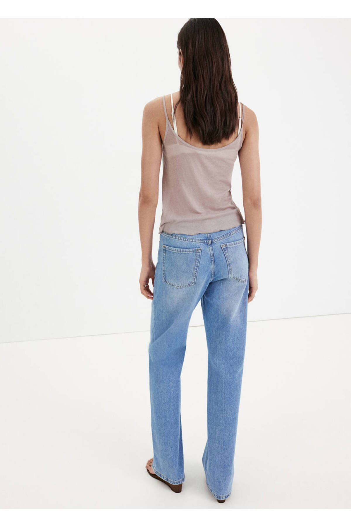 MANGO Woman Danila wide leg yüksek belli jean görsel 4