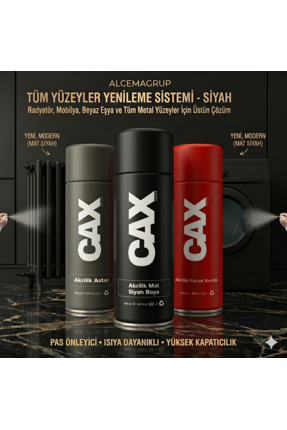 caxcolors CAX Tüm Yüzeyler Yenileme Seti 3'lü - Akrilik Boya Sprey + Akrilik ...
