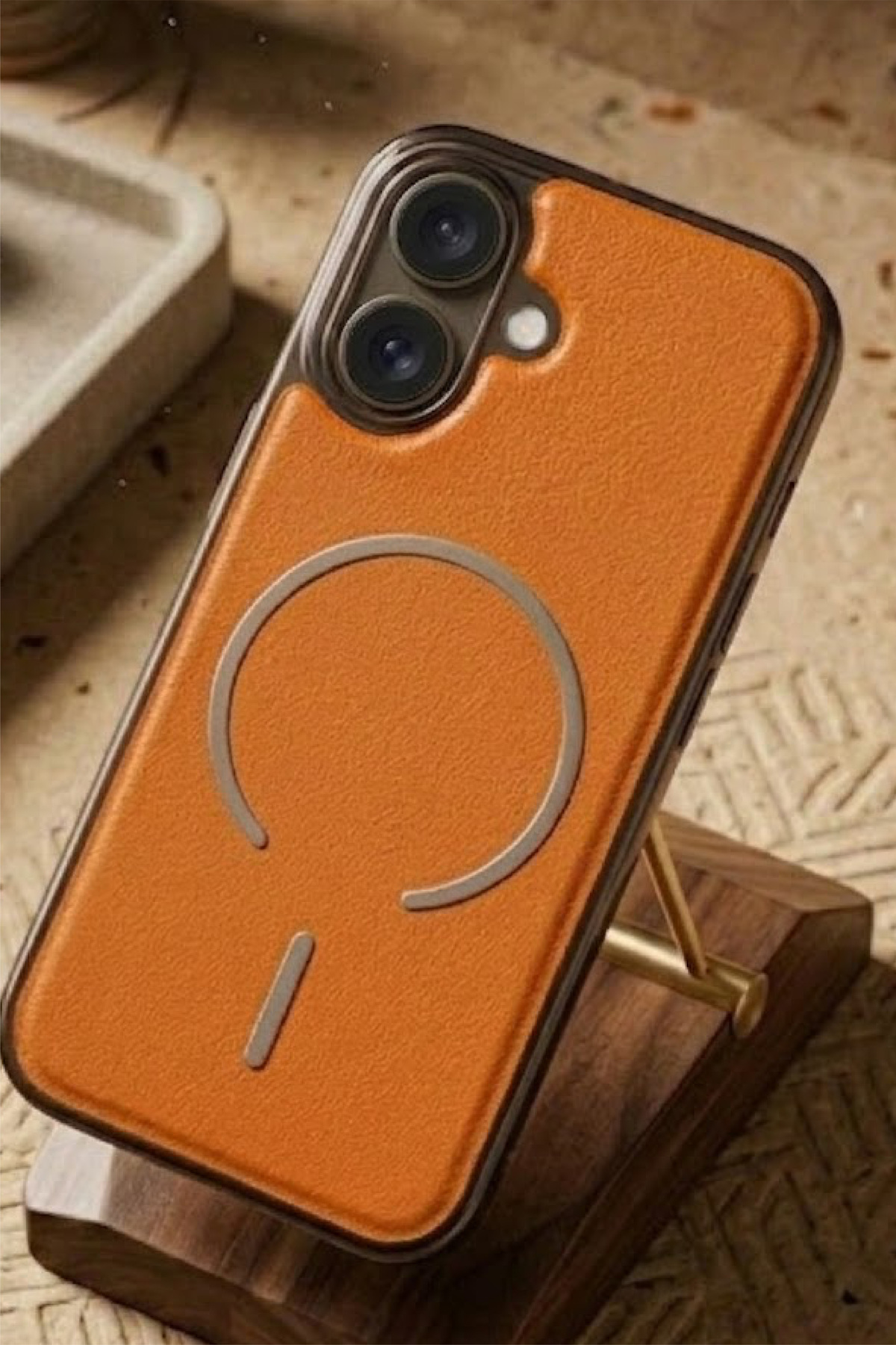 Iphone 16 Compatible Leather Cold Magsafe Cover Hard Ultra Thin Full Protection Wireless Charging Supported Case