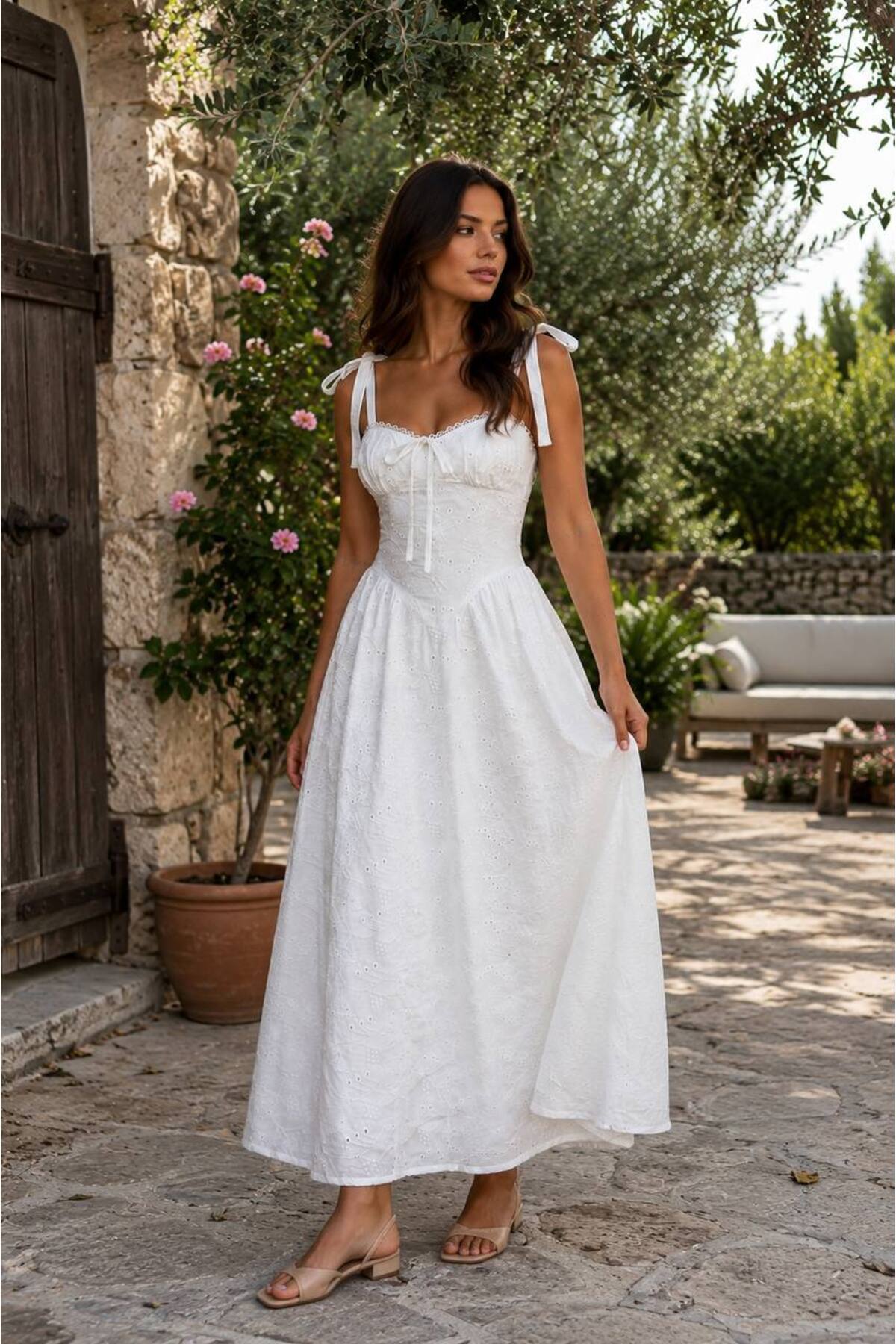 D'RECCY ŽENSKA SVEČANA DUGA ELEGANTNA HALJINA SA TRAKAMA NA STRUKU