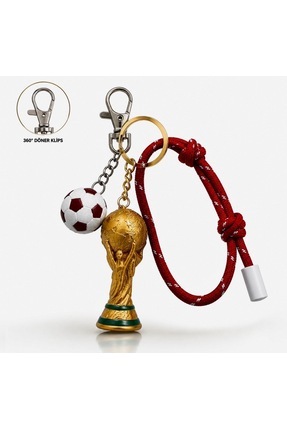 Dinç Spor Dünya Kupası Temalı Futbol Anahtarlık – Futbol Topu ve Kupa Charm D...