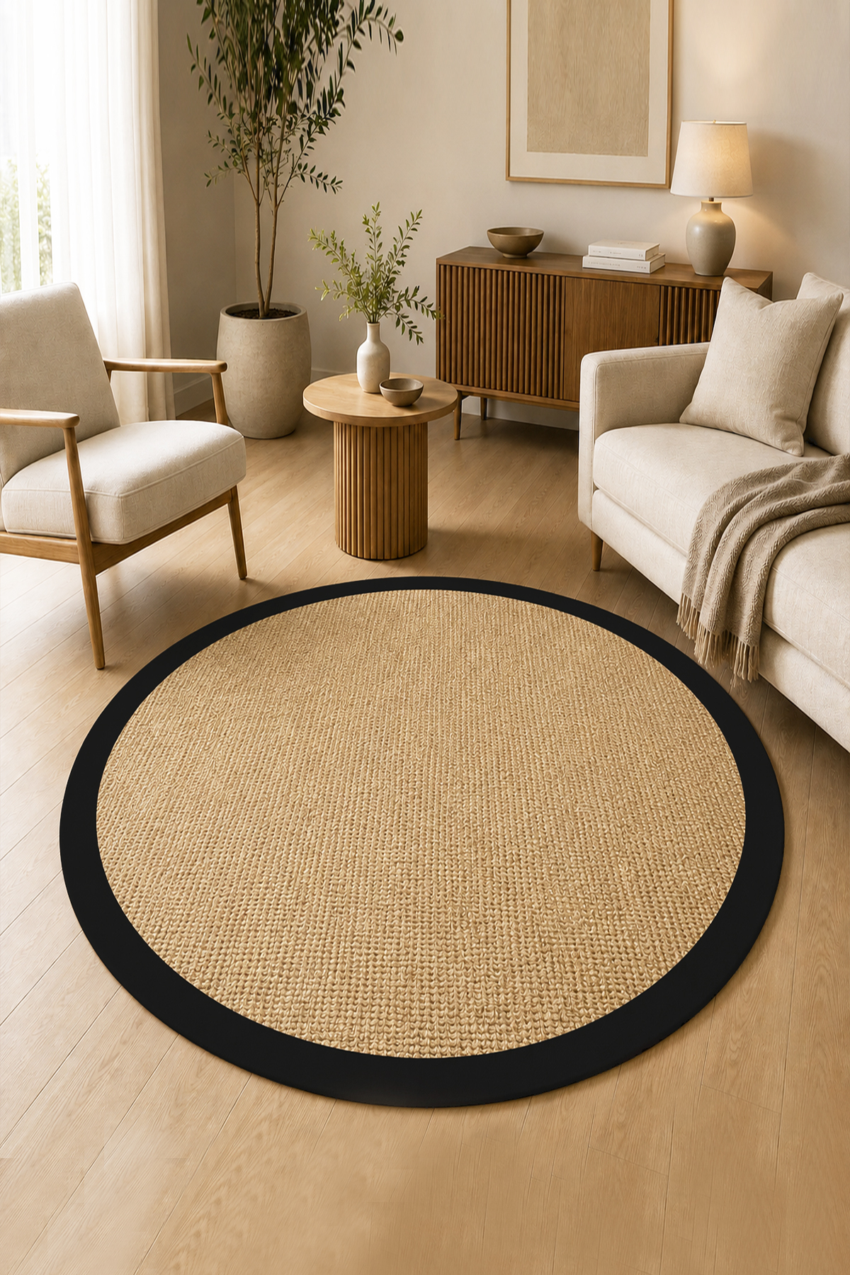 Rona Black Diameter Machine Washable Anti-Slip Base Stainproof Digital Living Room Rug Kitchen Carpet and Runner