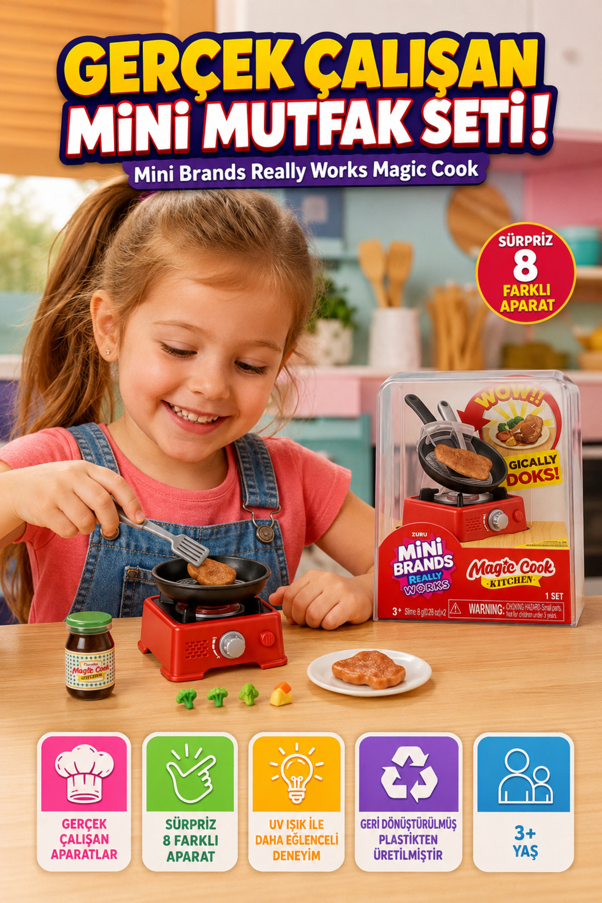 Zuru Mini Brands Really Works Magic Cook Mutfak Tavası Çalışan