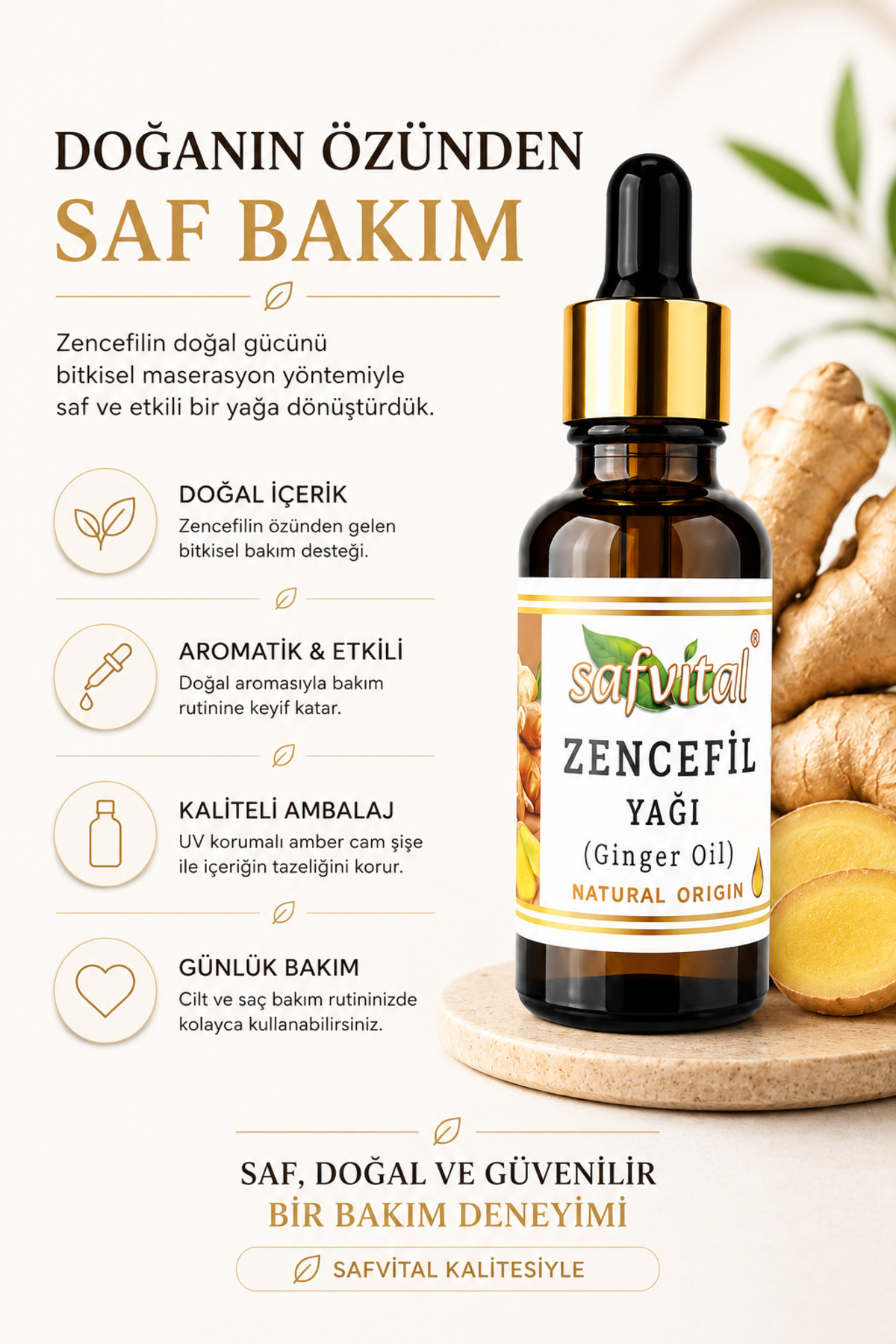 Zencefil Yağı 20 ml Aromatik Bitkisel Bakım Yağı Damlalıklı Amber Cam Şişe Maserasyon Kas ve Eklem Masajı Şişkinlik Hazımsızlık Karın Rahatlatıcı Bitkisel Premium Bakım Yağı — safvital-zencefil-yağı-20ml — تصویر 7 از 9