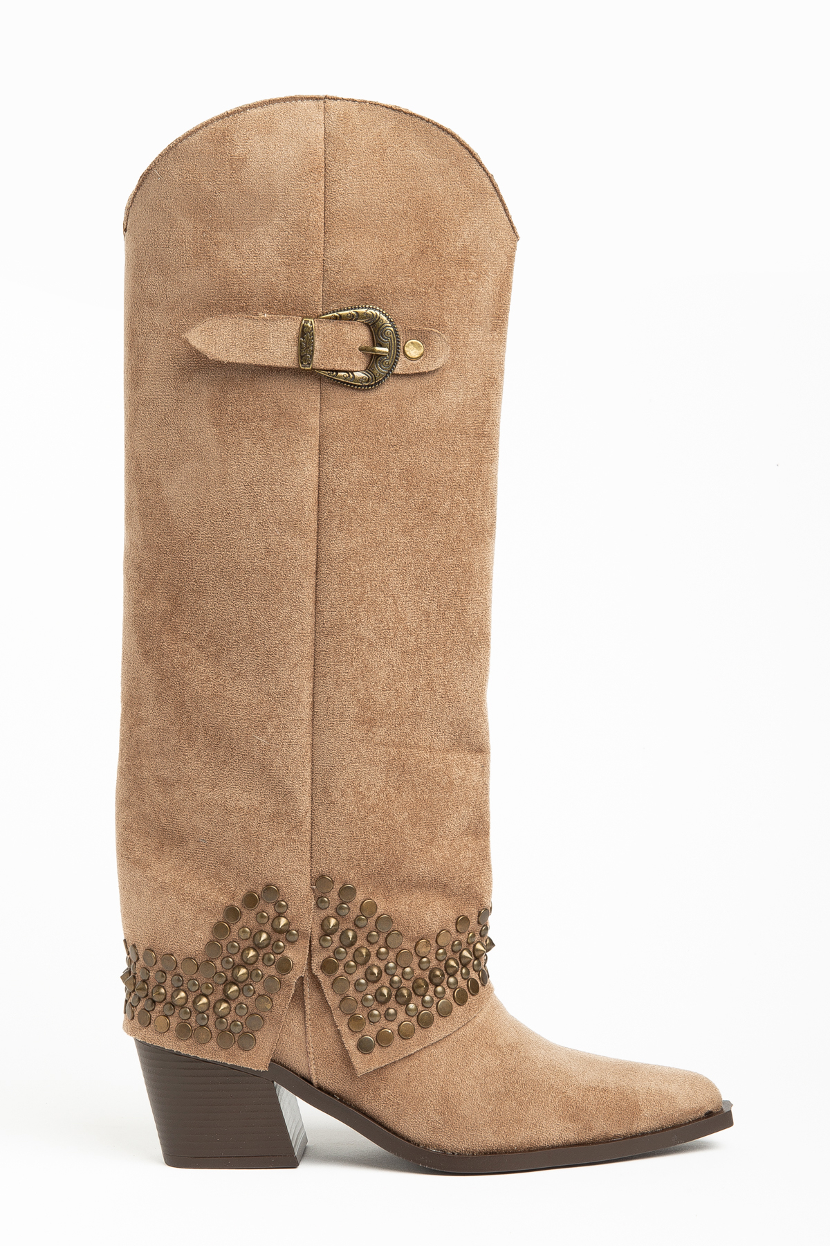 DENORA Vizon Camel Mat Süet Trok Detay Tokalı Western Kovboy Çizme