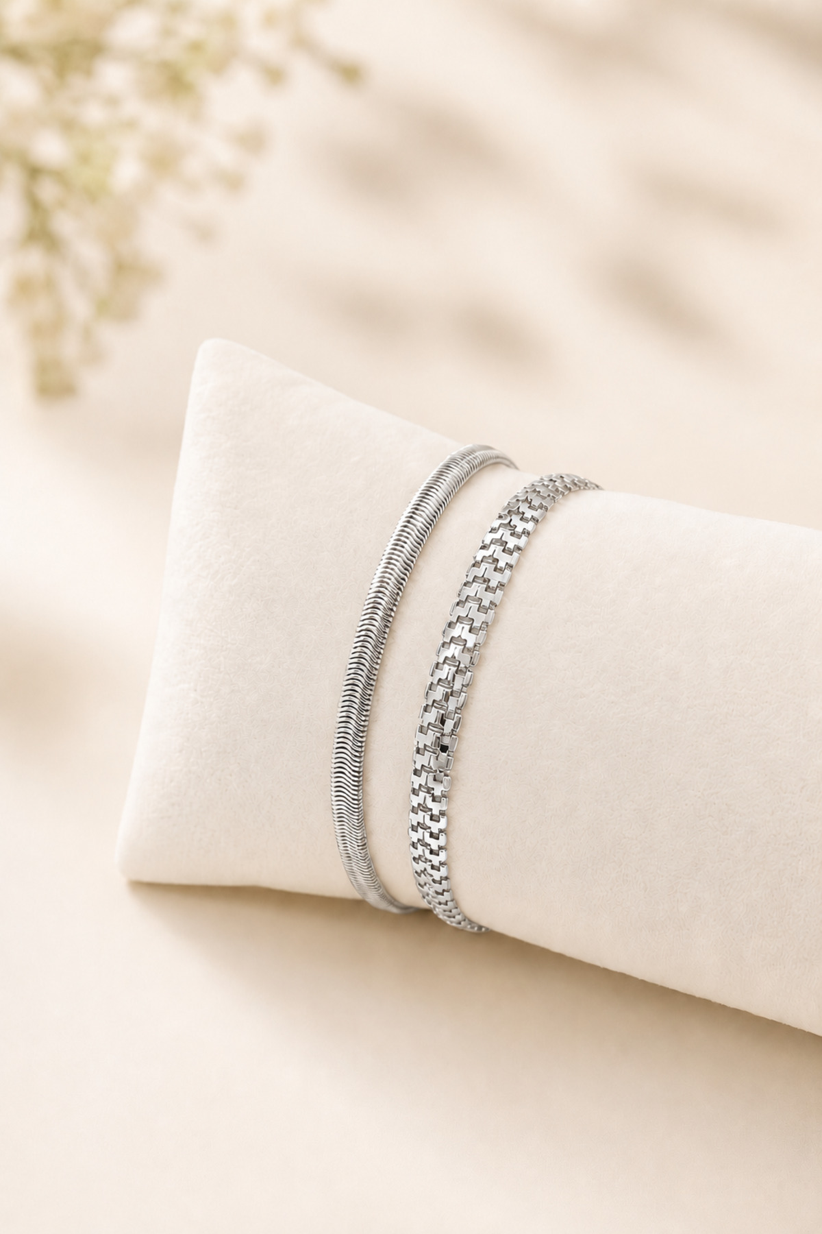 Silver Color Elegant and Stylish 2 Pieces Women's Bracelet