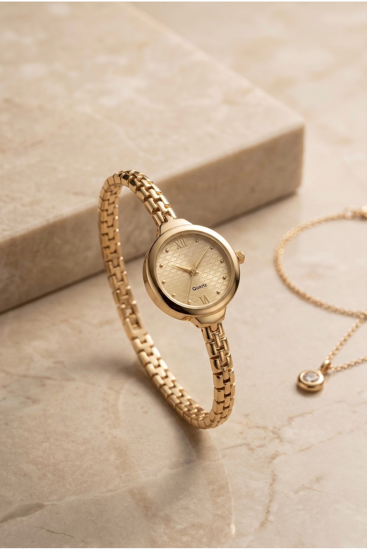 KLISHE Butik Pinterest Kadın Çelik Saat Minimal Gold Renk Vintage | Old Money Luxury Zarif Şık Kadın Kol Saati | Premium Çelik Kadın Saat 2026 görsel 2