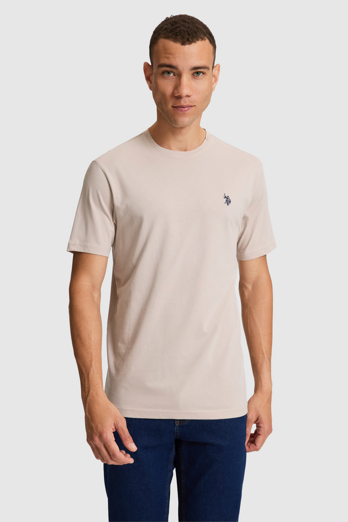 U.S. Polo Assn. Men's Stone Regular Fit Crew Neck Basic T-Shirt 50322518-Vr049