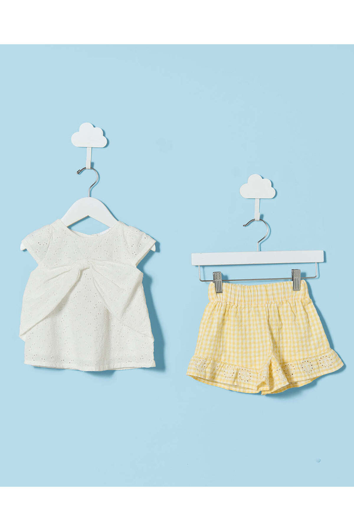REDTAG Girls White And Yellow Top And Shorts Set