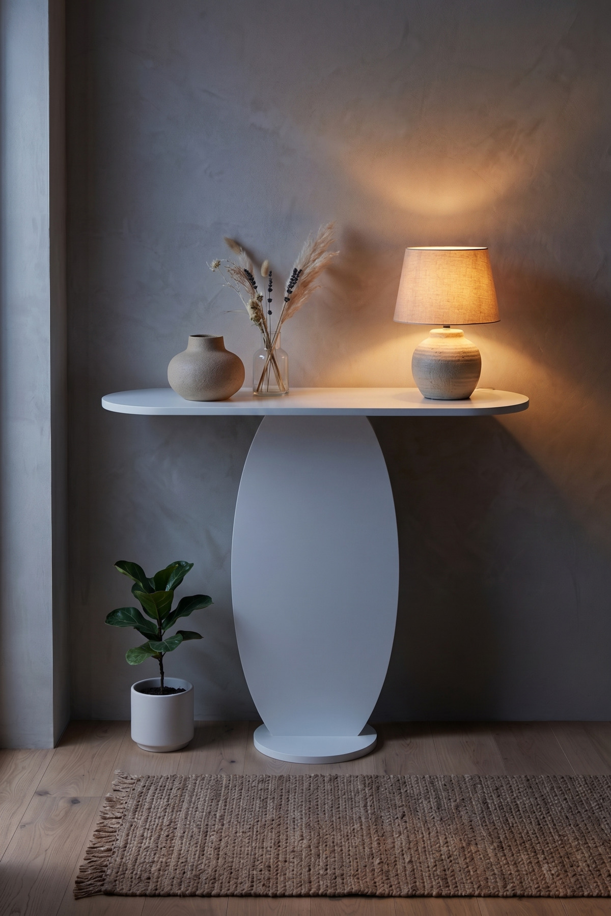 Dresuar Modern Dekoratif Antre Konsolu Giriş Hol Koridor Salon Konsol Masası 7033 Beyaz